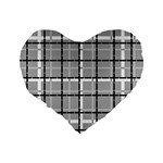 Pattern Carreaux Noir/Gris Standard 16  Premium Flano Heart Shape Cushions Back