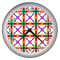 Rainbow Pattern Wall Clock (silver) by Mariart