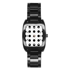 Background Dot Pattern Stainless Steel Barrel Watch