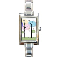 Forest Trees Nature Plants Rectangle Italian Charm Watch by HermanTelo