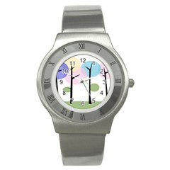 Forest Trees Nature Plants Stainless Steel Watch