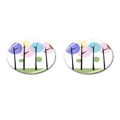 Forest Trees Nature Plants Cufflinks (oval) by HermanTelo