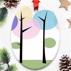 Forest Trees Nature Plants Oval Ornament (two Sides)