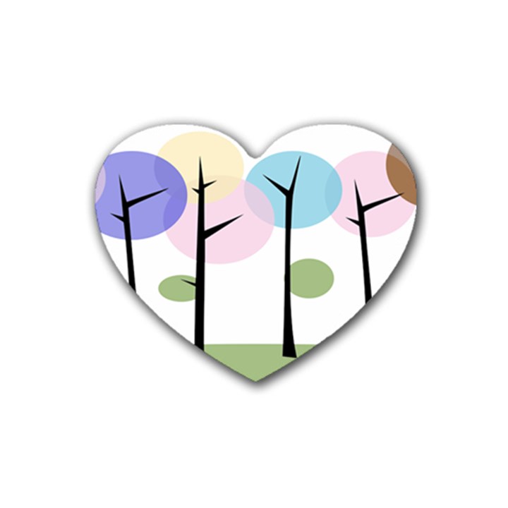 Forest Trees Nature Plants Rubber Coaster (Heart) 