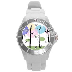 Forest Trees Nature Plants Round Plastic Sport Watch (l)