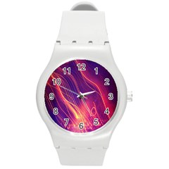 Abstrait Lumière Round Plastic Sport Watch (m) by kcreatif