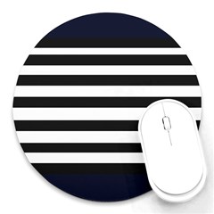 Bandes Noir/bleu Marine Round Mousepads by kcreatif