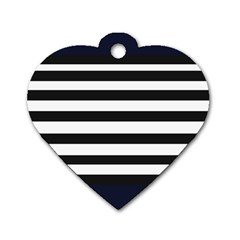 Bandes Noir/bleu Marine Dog Tag Heart (two Sides) by kcreatif