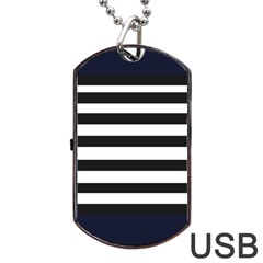 Bandes Noir/bleu Marine Dog Tag Usb Flash (one Side)