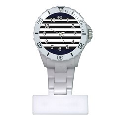 Bandes Noir/bleu Marine Plastic Nurses Watch by kcreatif