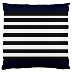 Bandes Noir/bleu Marine Large Flano Cushion Case (two Sides) by kcreatif