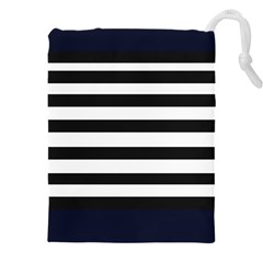 Bandes Noir/bleu Marine Drawstring Pouch (5xl)