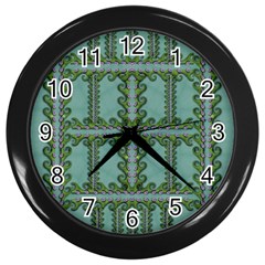 Rainforest Vines And Fantasy Flowers Wall Clock (black) by pepitasart