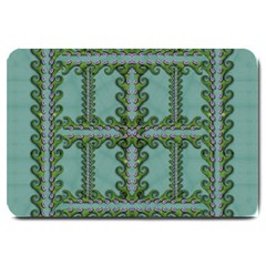 Rainforest Vines And Fantasy Flowers Large Doormat  by pepitasart