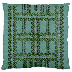 Rainforest Vines And Fantasy Flowers Large Flano Cushion Case (one Side) by pepitasart