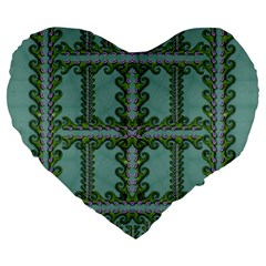 Rainforest Vines And Fantasy Flowers Large 19  Premium Flano Heart Shape Cushions by pepitasart