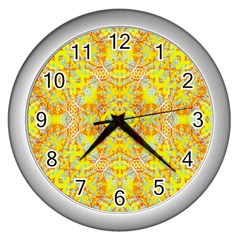 Vivid Warm Ornate Pattern Wall Clock (Silver)