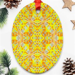 Vivid Warm Ornate Pattern Oval Ornament (Two Sides)