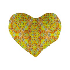 Vivid Warm Ornate Pattern Standard 16  Premium Heart Shape Cushions by dflcprintsclothing