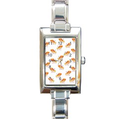 Pizza Pattern Rectangle Italian Charm Watch by designsbymallika