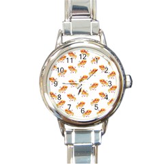 Pizza Pattern Round Italian Charm Watch by designsbymallika