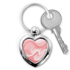 Pink Marble Print Key Chain (heart) by designsbymallika