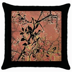 Floral Grungy Style Artwork Throw Pillow Case (black) by dflcprintsclothing