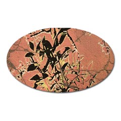 Floral Grungy Style Artwork Oval Magnet