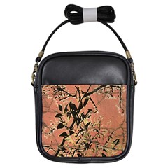 Floral Grungy Style Artwork Girls Sling Bag