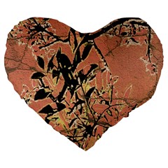 Floral Grungy Style Artwork Large 19  Premium Flano Heart Shape Cushions by dflcprintsclothing