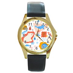 1 (1) Round Gold Metal Watch