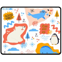 1 (1) Double Sided Fleece Blanket (Medium) 