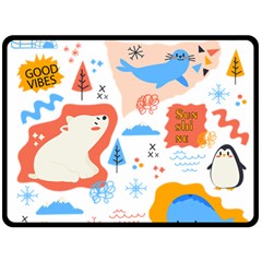 1 (1) Double Sided Fleece Blanket (Large) 