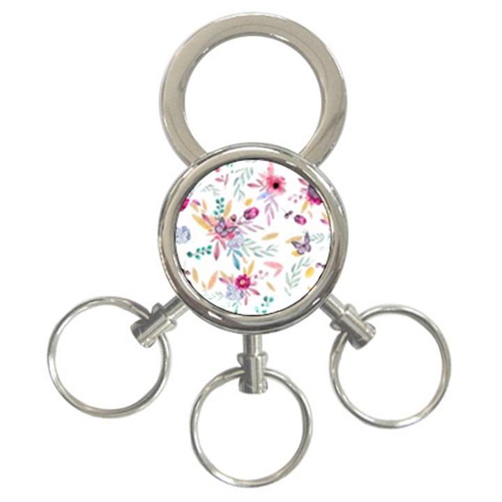 PINK FLORAL PRINT 3-Ring Key Chain