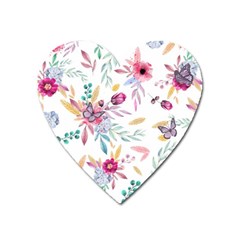 Pink Floral Print Heart Magnet by designsbymallika