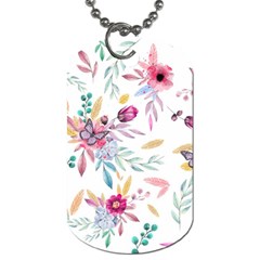 Pink Floral Print Dog Tag (one Side) by designsbymallika