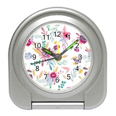 Pink Floral Print Travel Alarm Clock by designsbymallika