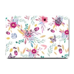 Pink Floral Print Small Doormat  by designsbymallika