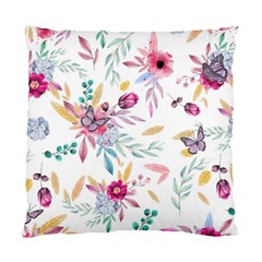 Pink Floral Print Standard Cushion Case (one Side) by designsbymallika