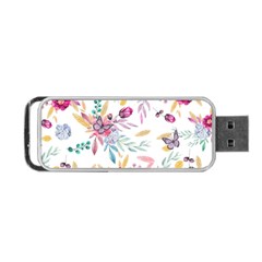 Pink Floral Print Portable Usb Flash (two Sides) by designsbymallika