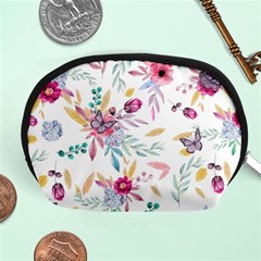 Pink Floral Print Accessory Pouch (medium) by designsbymallika