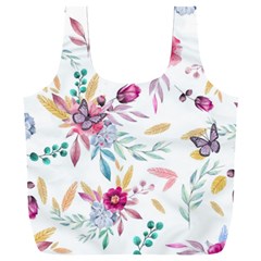 Pink Floral Print Full Print Recycle Bag (xxxl)