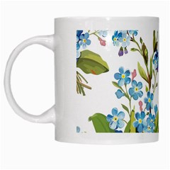 Blue Floral Print White Mugs by designsbymallika