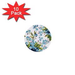 Blue Floral Print 1  Mini Buttons (10 Pack)  by designsbymallika