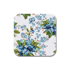 BLUE FLORAL PRINT Rubber Square Coaster (4 pack) 