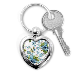 BLUE FLORAL PRINT Key Chain (Heart)