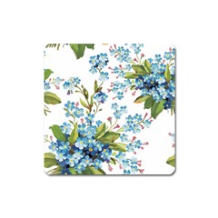 BLUE FLORAL PRINT Square Magnet