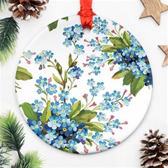 BLUE FLORAL PRINT Round Ornament (Two Sides)