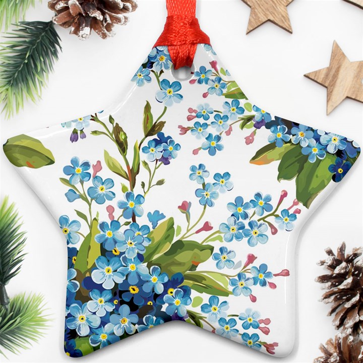 BLUE FLORAL PRINT Star Ornament (Two Sides)