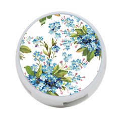 Blue Floral Print 4-port Usb Hub (one Side) by designsbymallika